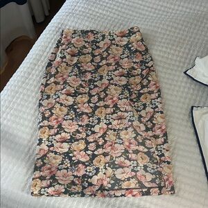 Abercrombie Floral Pencil Skirt in Pink and Cream